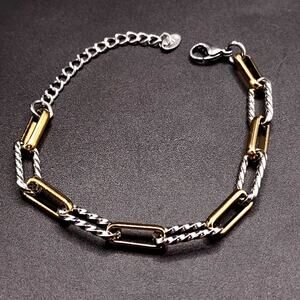 Gold & Silver Twisted Rope Chain Link Bracelet Y2K Anniversary Birthday Gift